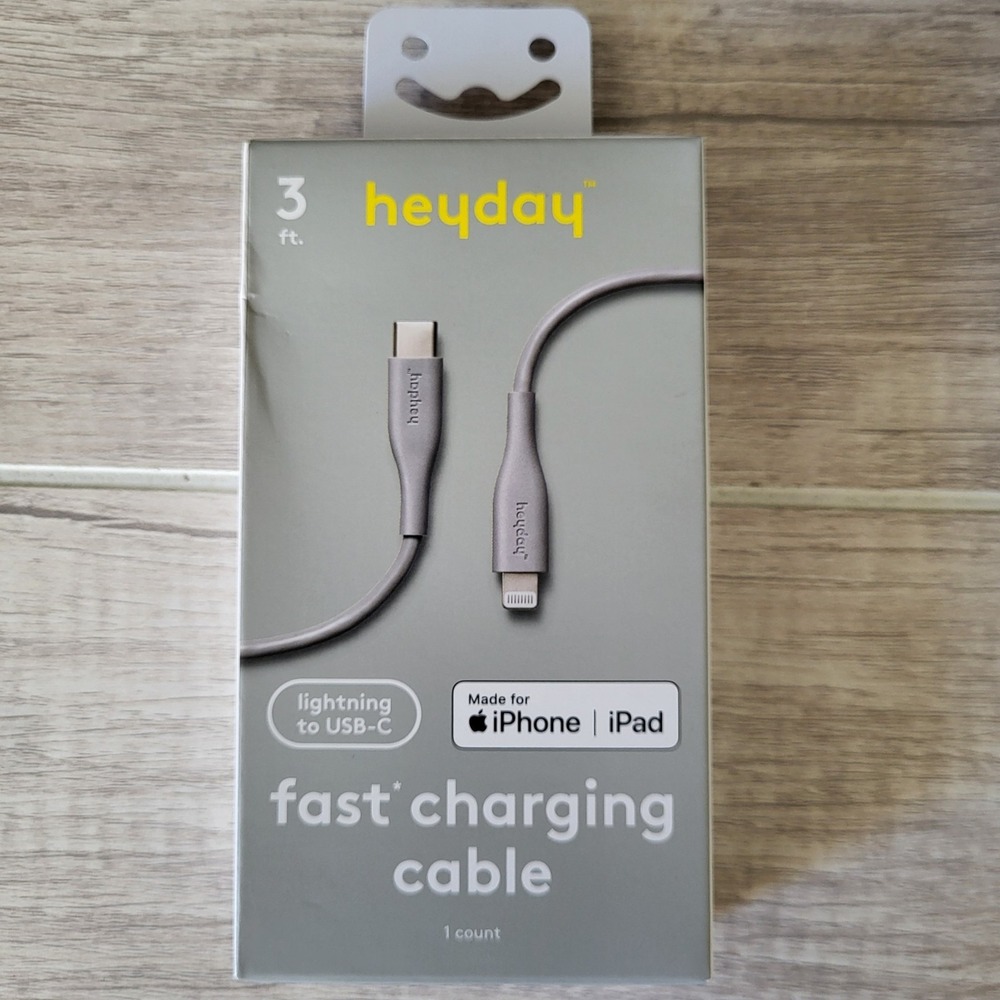 Heyday  to USB-C fast charging cable‎ 3 Feet Gray IPhone Ipad